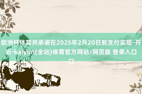 欧洲杯体育并承诺在2025年2月20日前支付实现-开云·kaiyun(全站)体育官方网站/网页版 登录入口