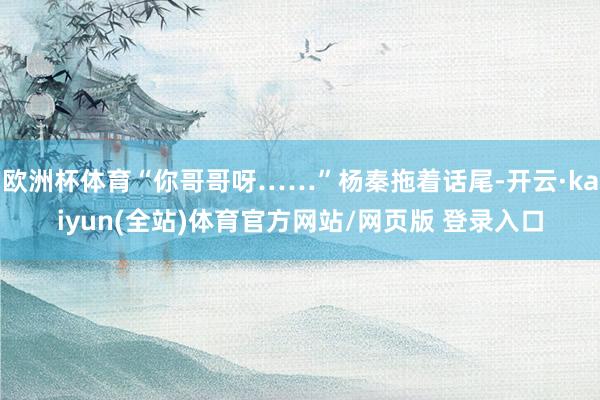 欧洲杯体育“你哥哥呀……”杨秦拖着话尾-开云·kaiyun(全站)体育官方网站/网页版 登录入口