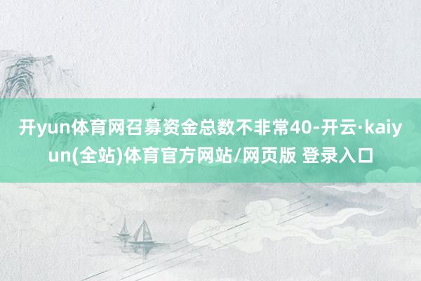 开yun体育网召募资金总数不非常40-开云·kaiyun(全站)体育官方网站/网页版 登录入口